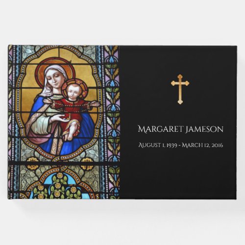 Catholic Virgin Mary Jesus Funeral Memorial Guest Book