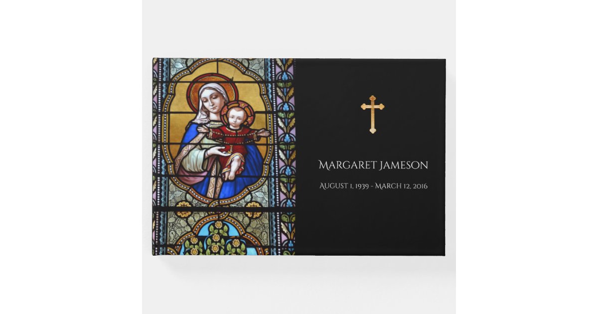 Catholic Virgin Mary Jesus Funeral Memorial Guest Book Zazzle