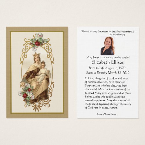 Catholic Virgin Mary Jesus Funeral Prayer Card