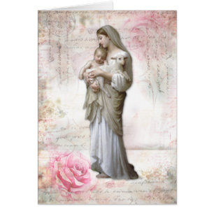 Catholic Virgin Mary Jesus Lamb Religious Cards