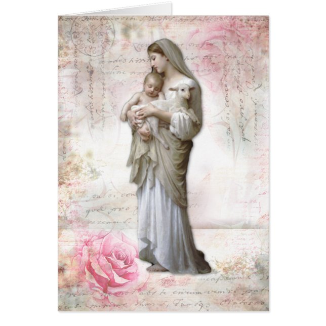 Catholic Virgin Mary Jesus Lamb Religious Cards (Front)