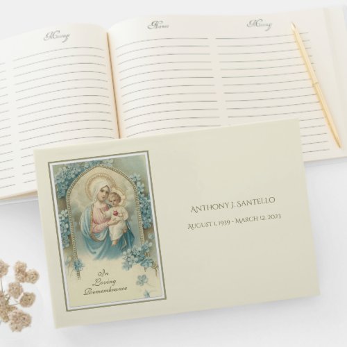 Catholic Virgin Mary Jesus Memorial Funeral Guest Book