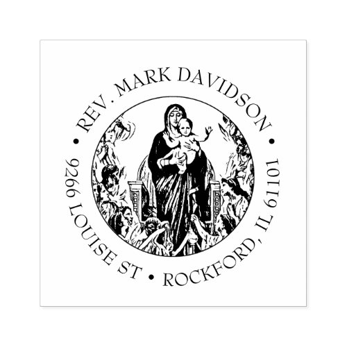 Catholic Virgin Mary Jesus  Religious Address Rubber Stamp