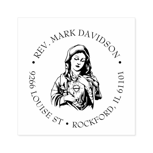 Catholic Virgin Mary Jesus  Religious Address Rubber Stamp (Imprint)