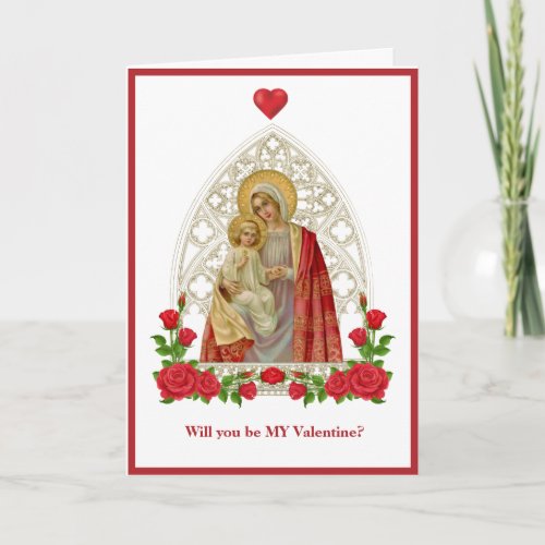 Catholic Virgin Mary Jesus  Religious Roses Card