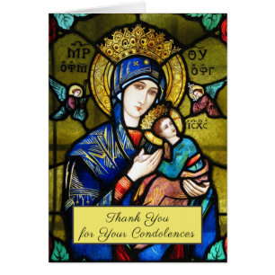 Catholic Virgin Mary l Religious Funeral Thank You Cards
