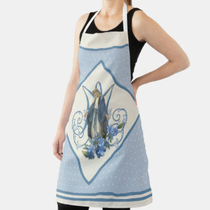 Catholic Virgin Mary Lady of Grace Floral Blue Apr Apron