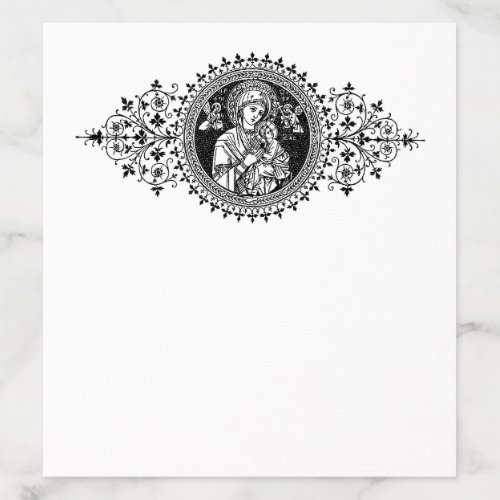 Catholic Virgin Mary Line Art Black  White  Envelope Liner