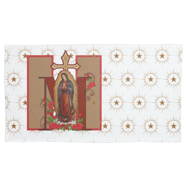 Catholic Virgin Mary Marian Roses Guadalupe Pillow Case (Front)