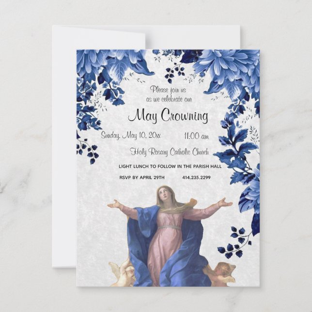 Catholic Virgin Mary May Crowning Religious Event Invitation (Front)