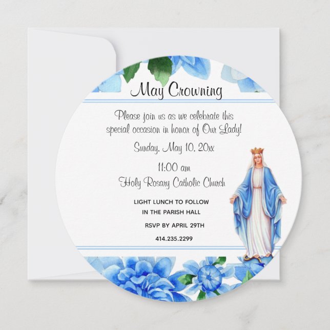 Catholic Virgin Mary May Crowning Religious Event Invitation (Front)