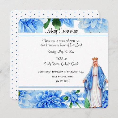 Catholic Virgin Mary May Crowning Religious Event Invitation