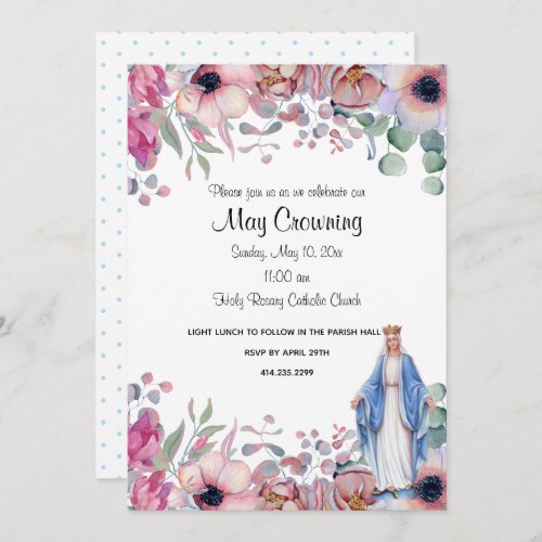 Catholic Virgin Mary May Crowning Religious Event Invitation