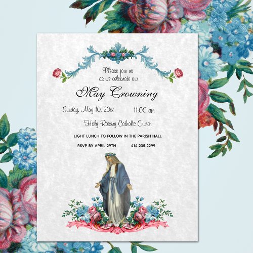 Catholic Virgin Mary May Crowning Religious Event Invitation