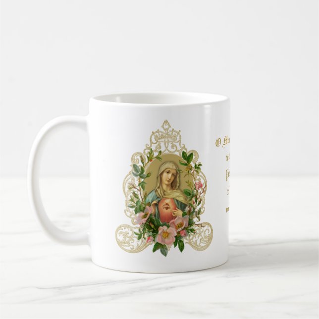 Catholic Virgin Mary Memorare Prayer Religious Coffee Mug (Left)