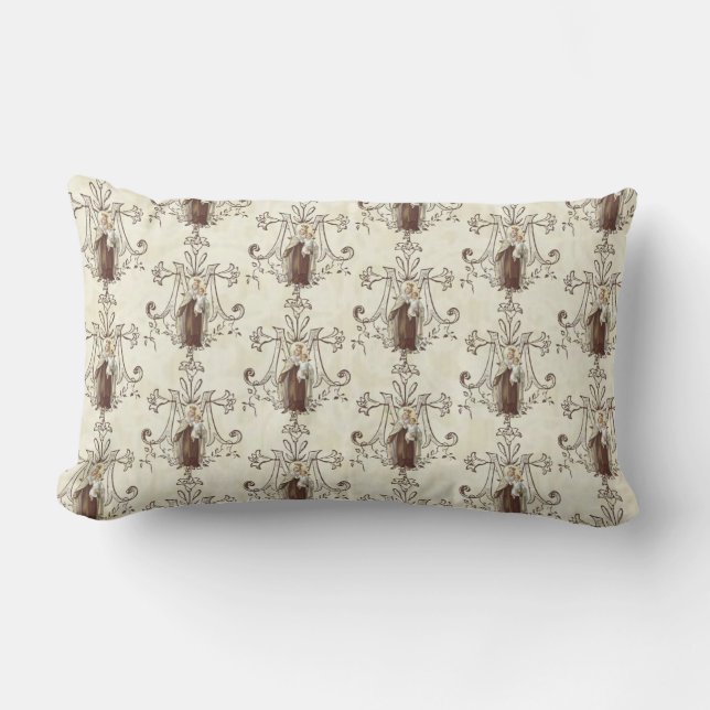 Catholic Virgin Mary Mount Carmel Jesus Scapular Lumbar Pillow (Front)