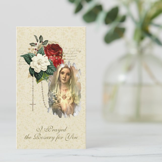 Catholic Virgin Mary Prayed the Rosary Note Card ("I Prayed a Rosary for You" prayer card...perfect to insert in a greeting card! )