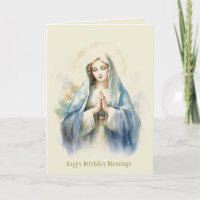 Catholic Virgin Mary Religious Birthday Card