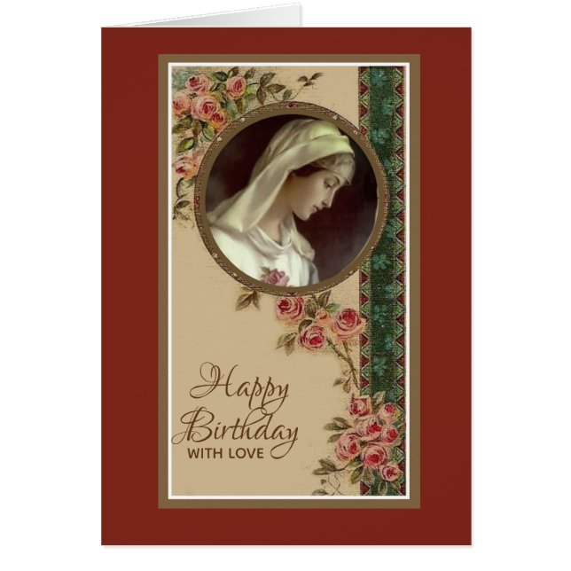 Catholic Virgin Mary Religious Birthday Cards (Front)