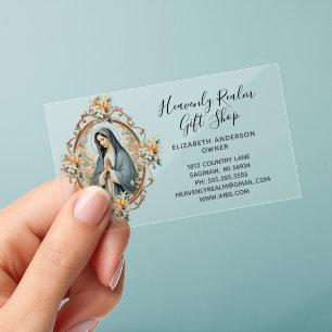 Catholic Virgin Mary Religious Christian Clear Business Cards