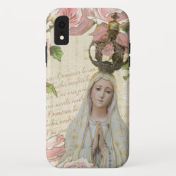Catholic Virgin Mary Religious Fatima Floral iPhone XR Case