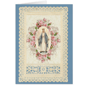 Catholic Virgin Mary Religious Floral Lace Cards