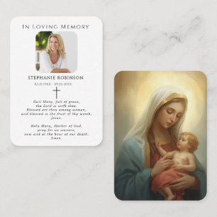 Catholic Virgin Mary Religious Funeral Prayer Card