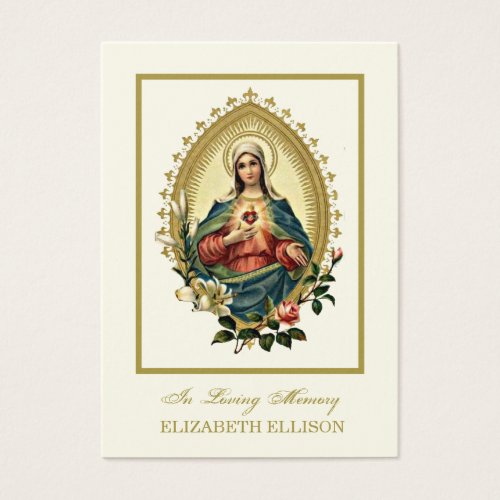 Catholic Virgin Mary Religious Funeral Prayer Card