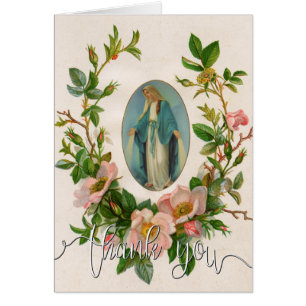Catholic Virgin Mary Religious Funeral Thank You Cards