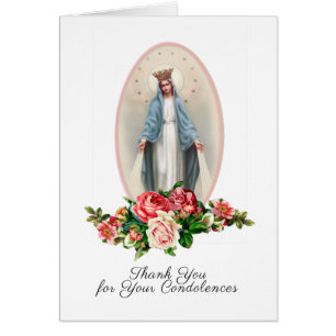 Catholic Virgin Mary Religious Funeral Thank You Cards