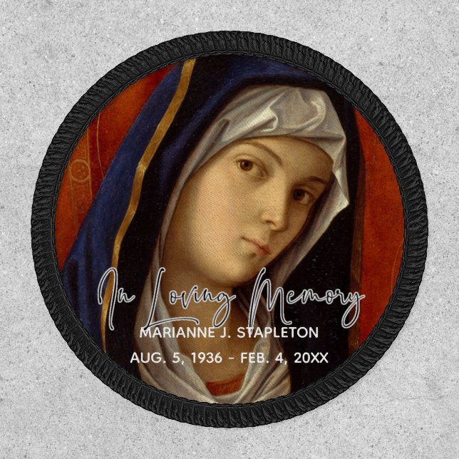 Catholic Virgin Mary Religious Memorial Keepsake Patch (Front)