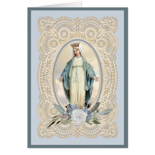 Catholic Virgin Mary Religious Poem Roses Cards (Front)