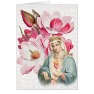 Catholic Virgin Mary Religious Roses Lace Cards