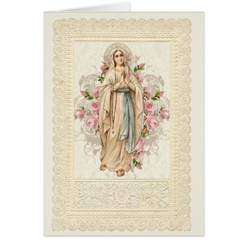 Catholic Virgin Mary Rosary Floral Lace