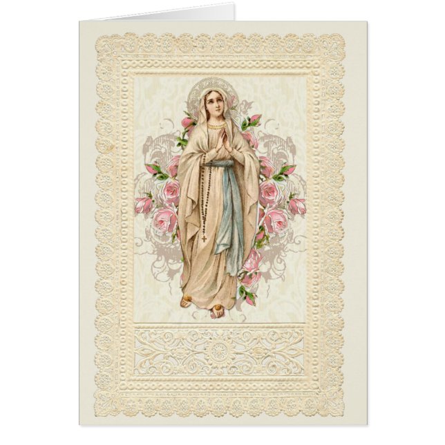Catholic Virgin Mary Rosary Floral Lace (Front)