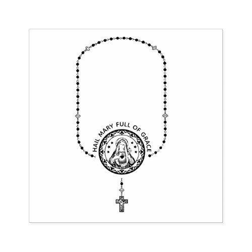Catholic Virgin Mary Rosary Religious Address Rubber Stamp