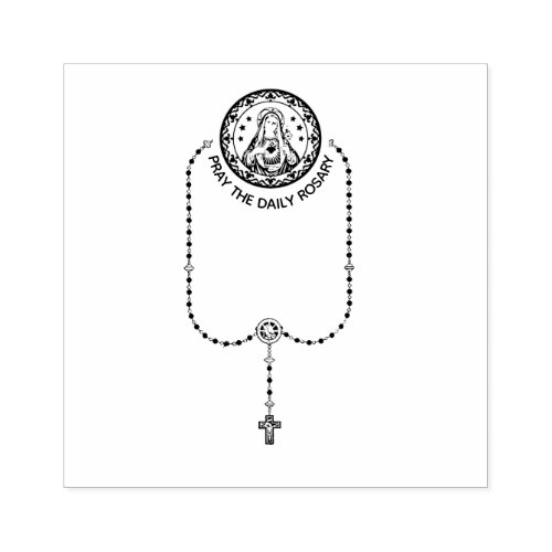 Catholic Virgin Mary Rosary Religious Address Rubber Stamp