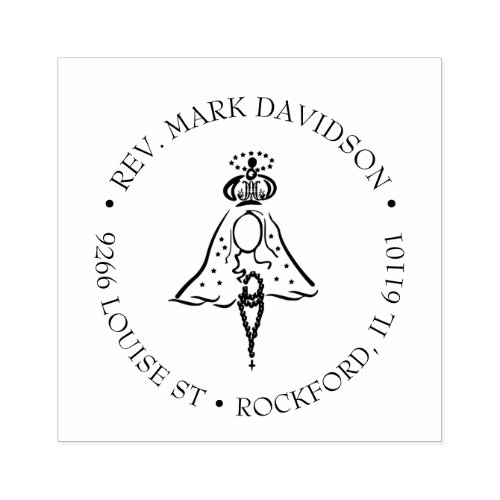 Catholic Virgin Mary Rosary Religious Address Rubber Stamp