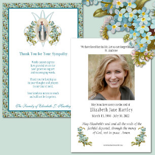 Catholic Virgin Mary Sympathy Funeral   Thank You Card