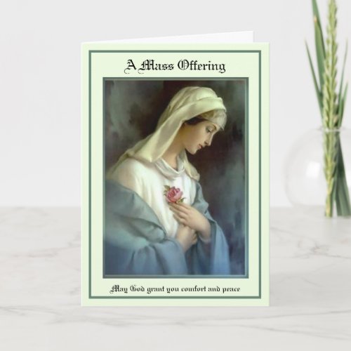 Catholic Virgin Mary Sympathy Mass Offering Card