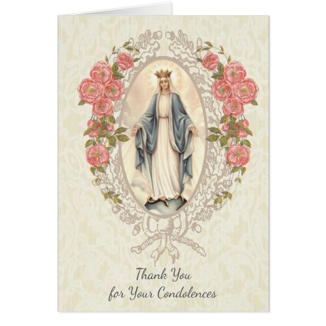 Catholic Virgin Mary Thank You  Funeral Prayer Cards (Front)