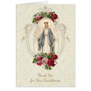 Catholic Virgin Mary Thank You Funeral Prayer Cards