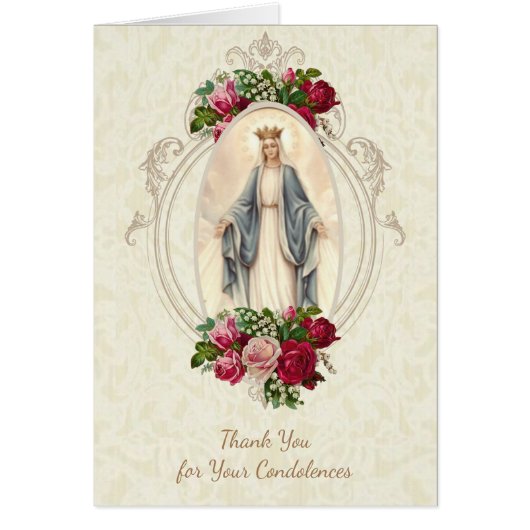 Catholic Virgin Mary Thank You  Funeral Prayer Cards (Front)