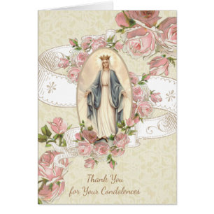 Catholic Virgin Mary Thank You  Funeral Prayer Cards