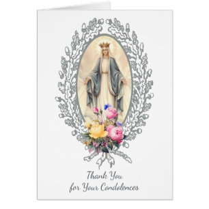 Catholic Virgin Mary Thank You Funeral Prayer Cards