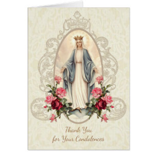 Catholic Virgin Mary Thank You Funeral Prayer Cards
