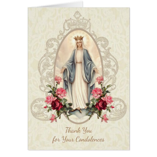 Catholic Virgin Mary Thank You  Funeral Prayer Cards (Front)