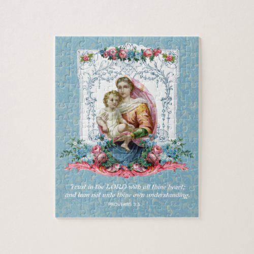 Catholic Virgin Mary Vintage Scripture Quote Jigsaw Puzzle