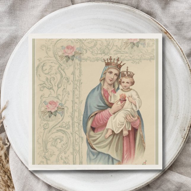 Catholic Virgin Mary with Child Jesus Religious Napkins (Creator Uploaded)