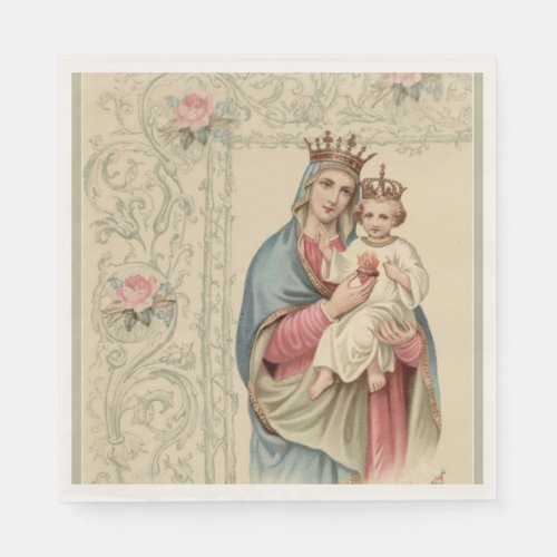 Catholic Virgin Mary with Child Jesus Religious Napkins